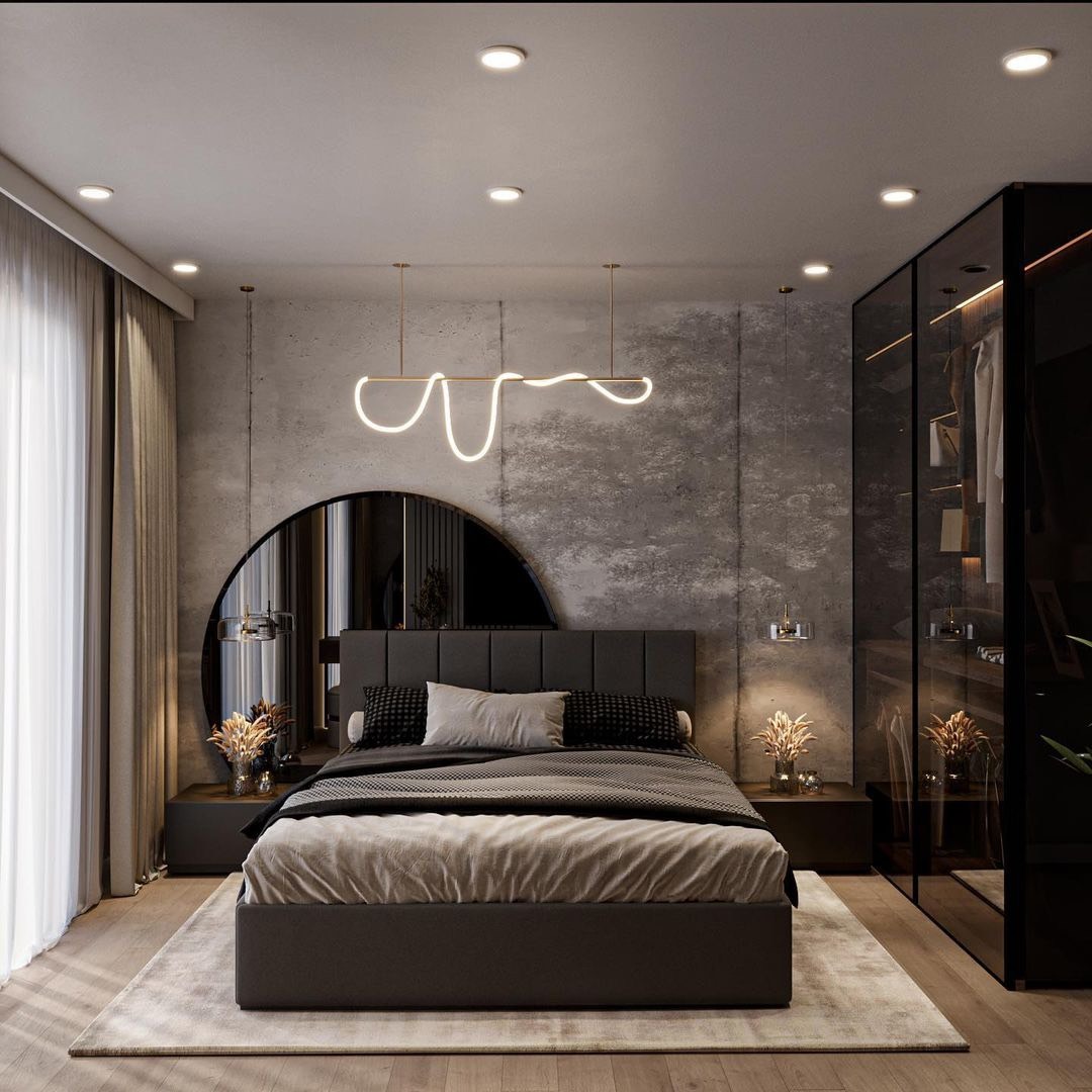 Mẫu phòng ngủ màu xám minimalist