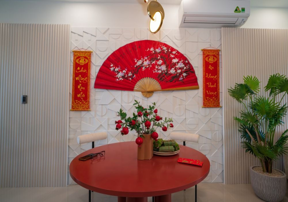trang trí phòng khách ngày tết
