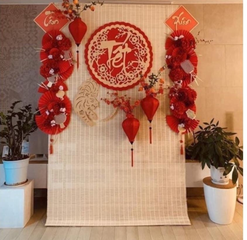 trang trí phòng khách ngày tết