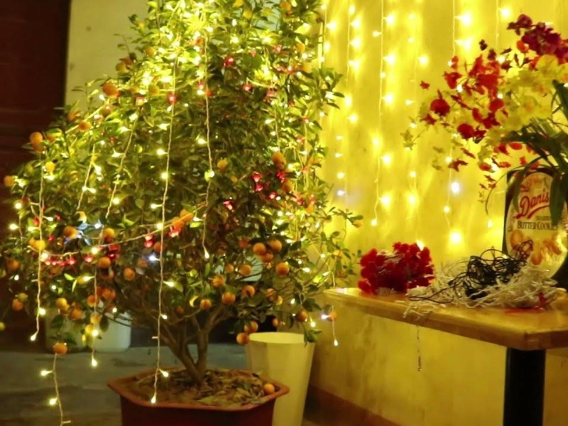 trang trí phòng khách ngày tết