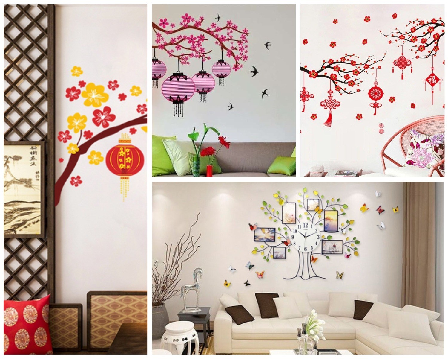trang trí phòng khách ngày tết