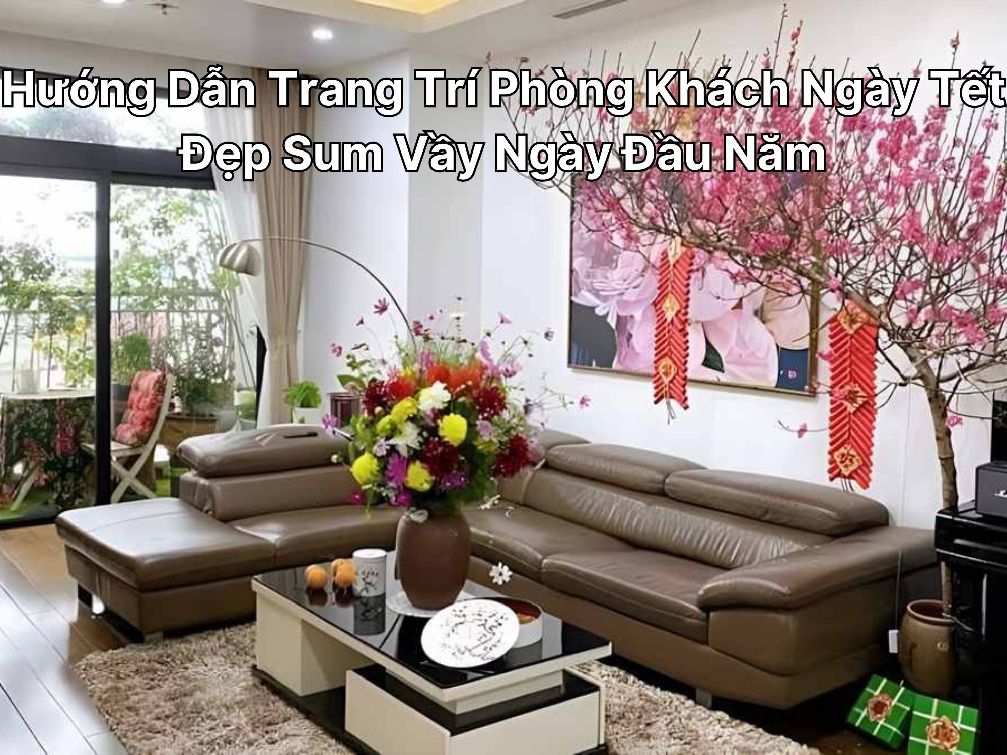 trang trí phòng khách ngày tết