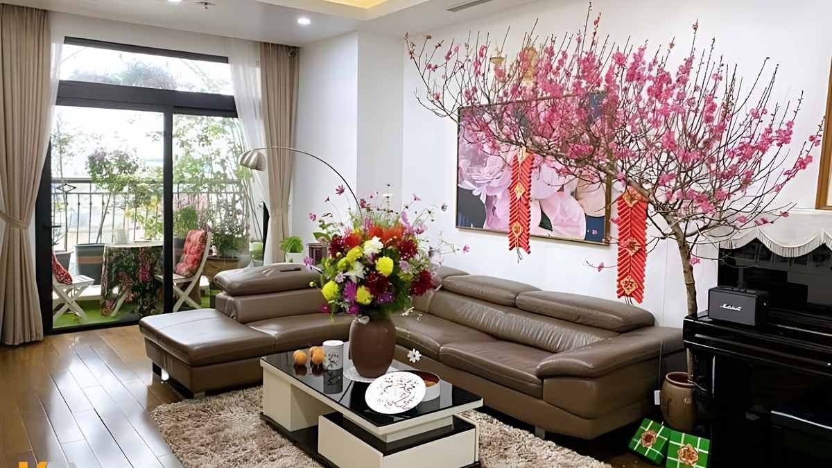 trang trí phòng khách ngày tết