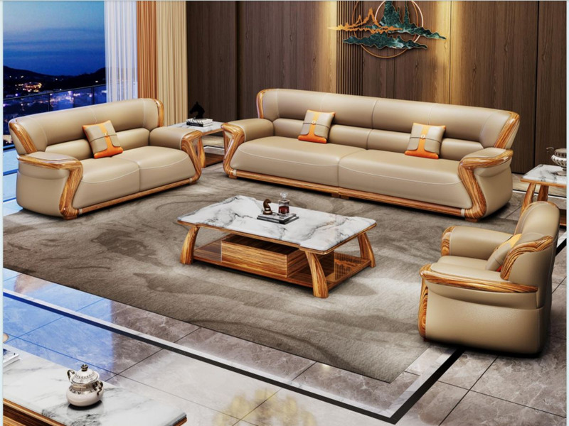Toàn cảnh bộ sofa gỗ Mun SBF8312-124 được bài trí trong không gian phòng khách hiện đại, sang trọng. Bộ sản phẩm gồm một s…