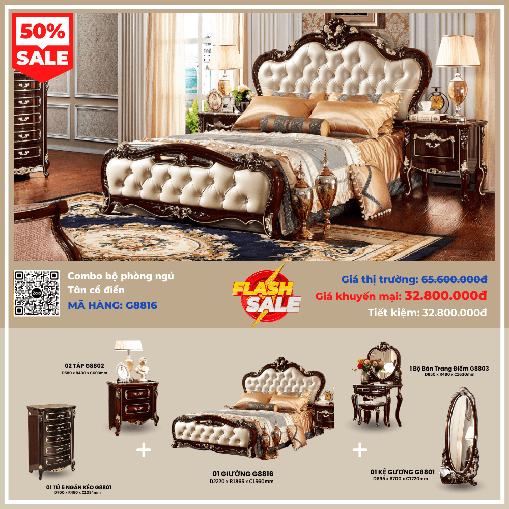 Combo phòng ngủ nhập khẩu thanh lý tại Nội Thất Gia Khánh