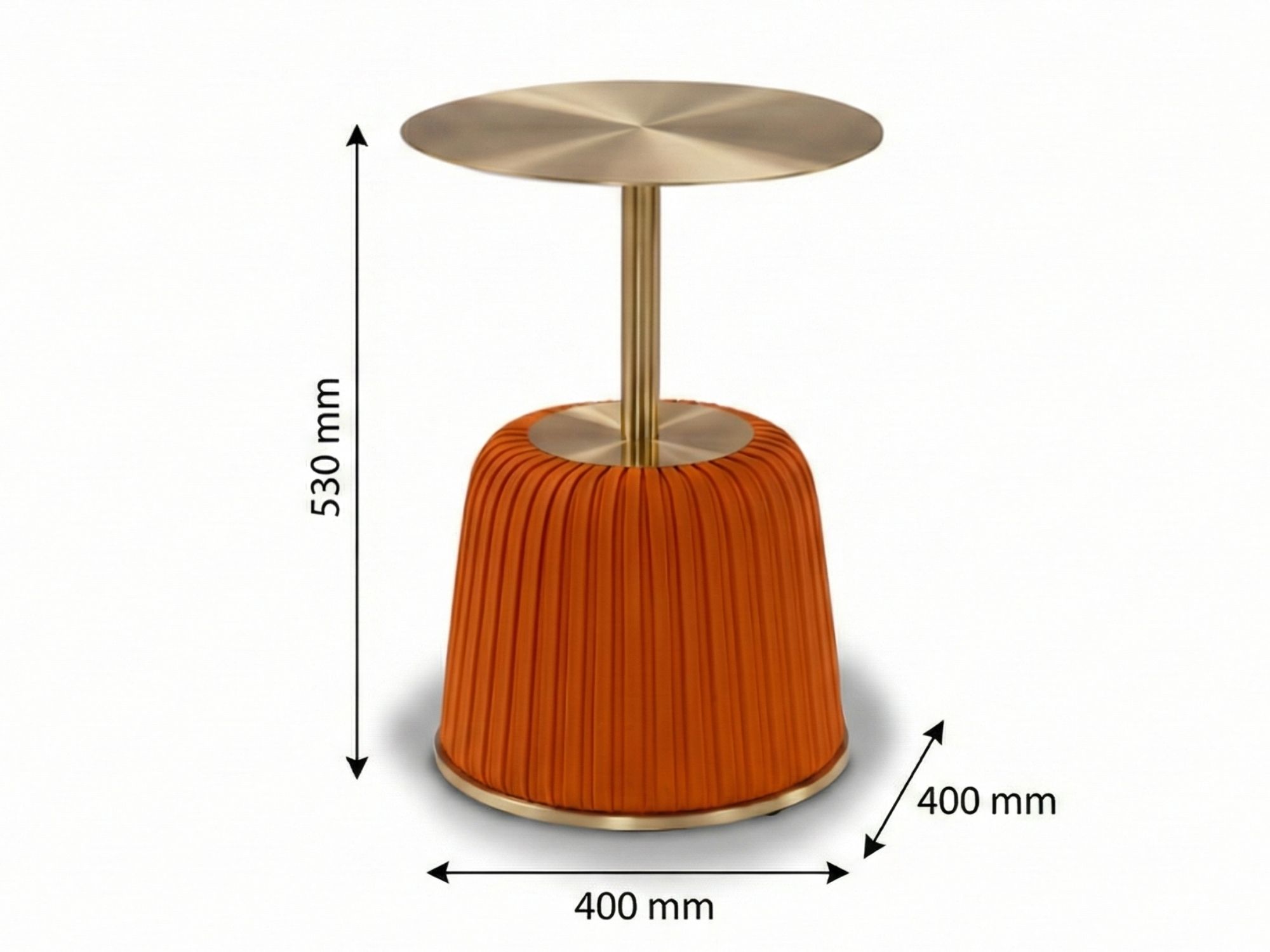 Hình ảnh minh họa kích thước chi tiết của bàn trà góc BGQ36, với chiều cao 530 mm và đường kính mặt bàn/chân đế 400 mm. Sả…