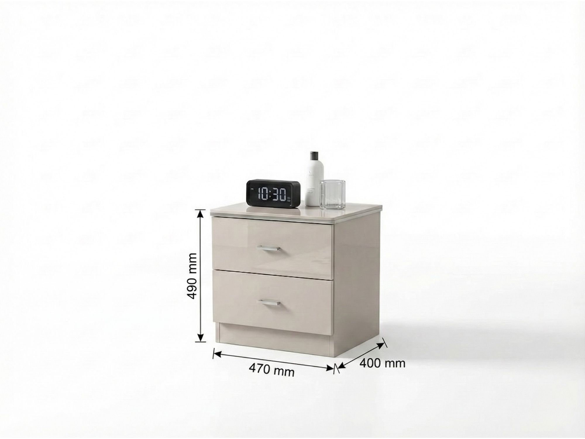 Tủ đầu giường hiện đại BG2573-2 với thông số kích thước rõ ràng: chiều dài 470mm, chiều rộng 400mm, chiều cao 490mm. Tủ có…