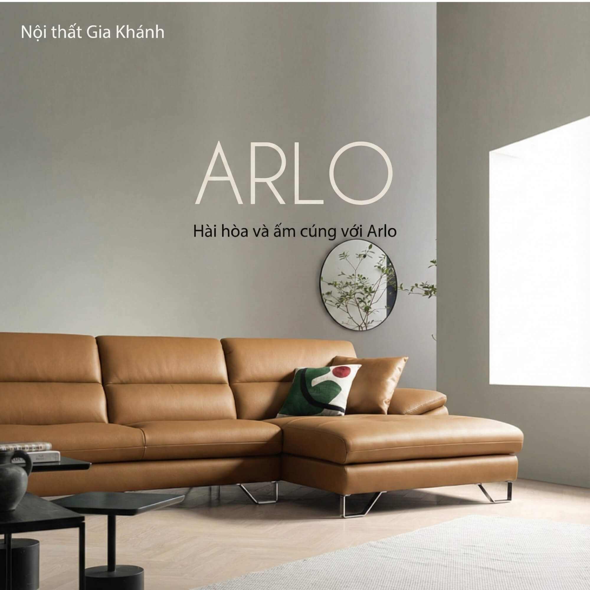 Sofa ARLO - Sofa Da Cao Cấp Góc Chữ L Hiện Đại Đệm Ngồi Êm Ái