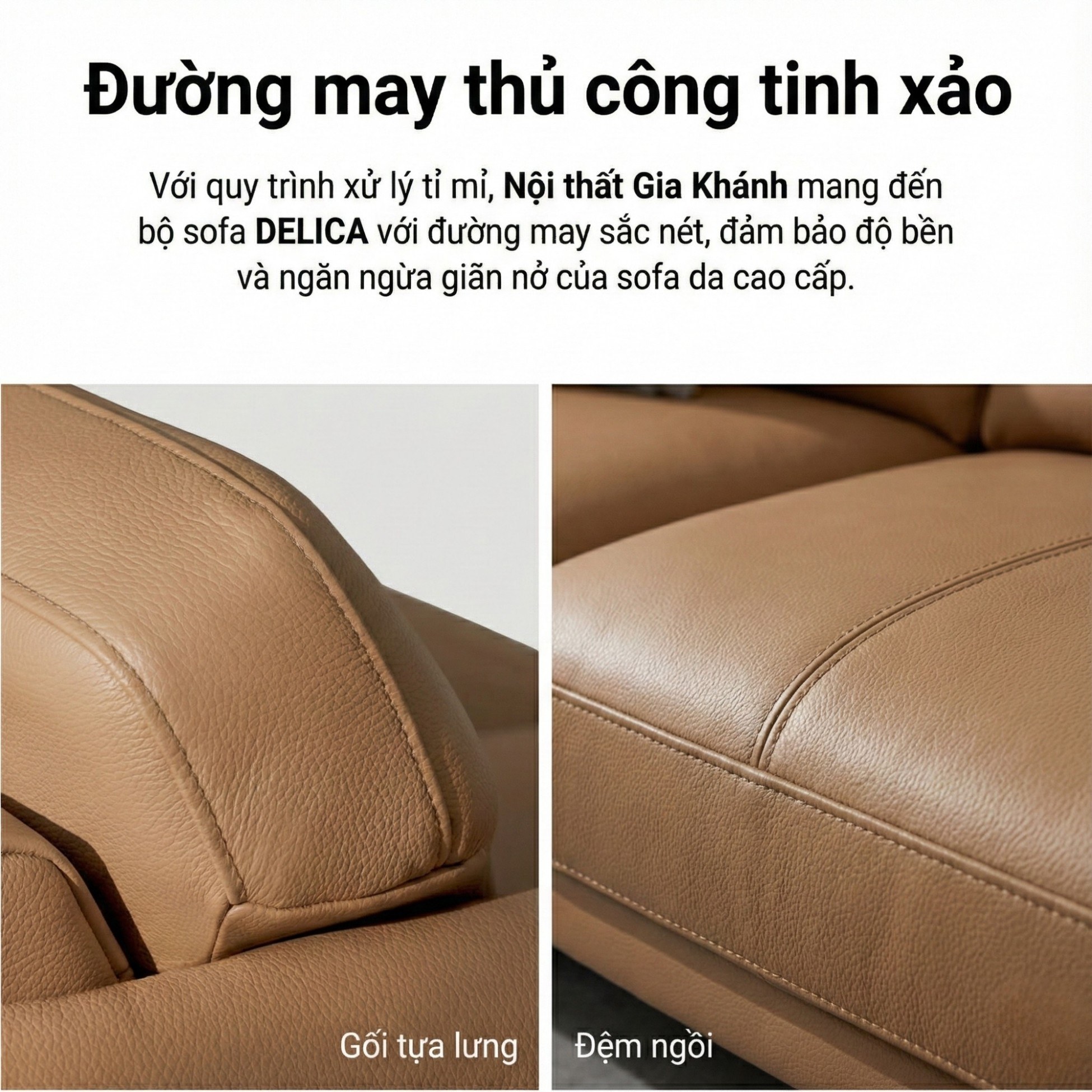 Sofa DELICA – Sofa Da Băng Đôi Cao Cấp Nhỏ Gọn Cho Phòng Khách Mini