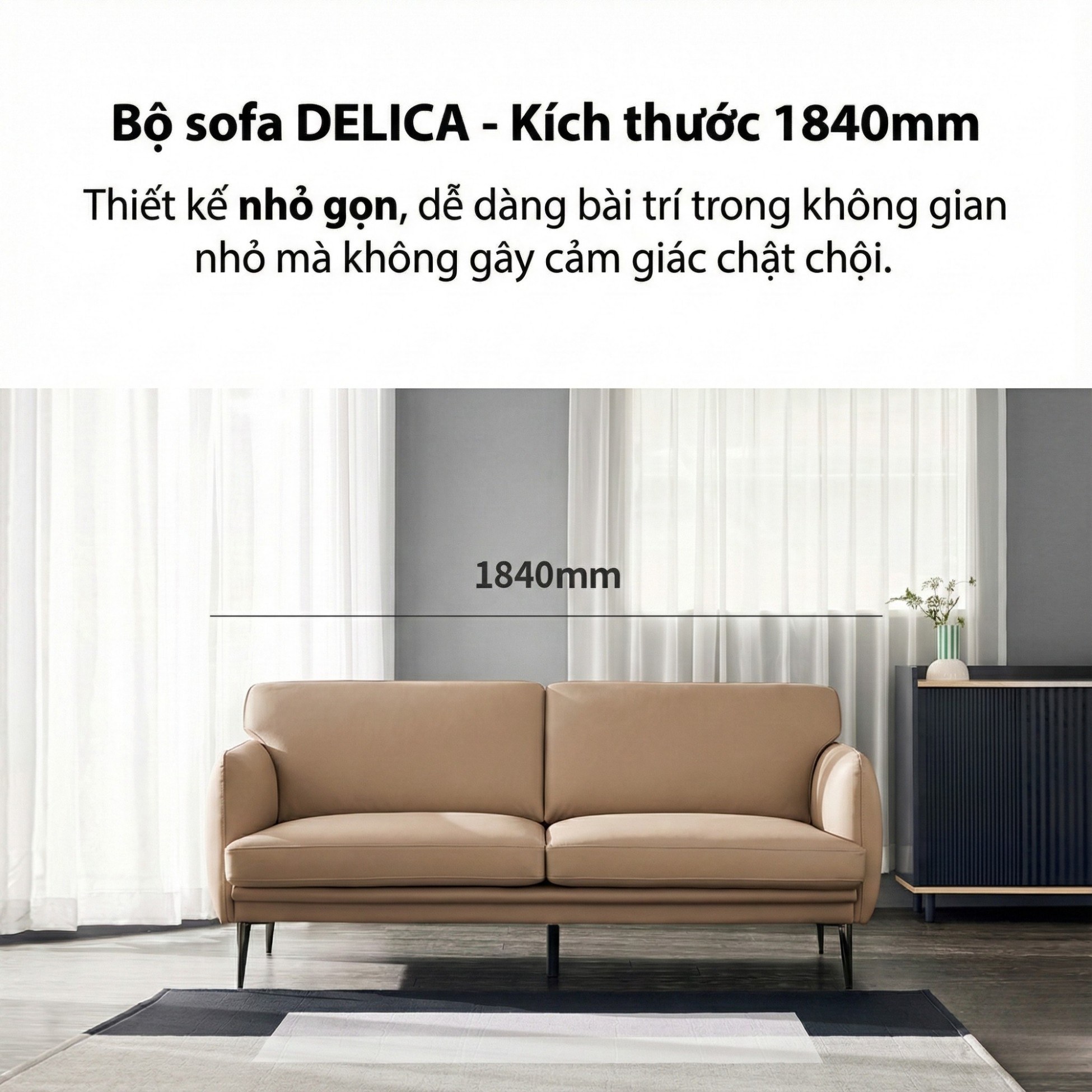 Sofa DELICA – Sofa Da Băng Đôi Cao Cấp Nhỏ Gọn Cho Phòng Khách Mini