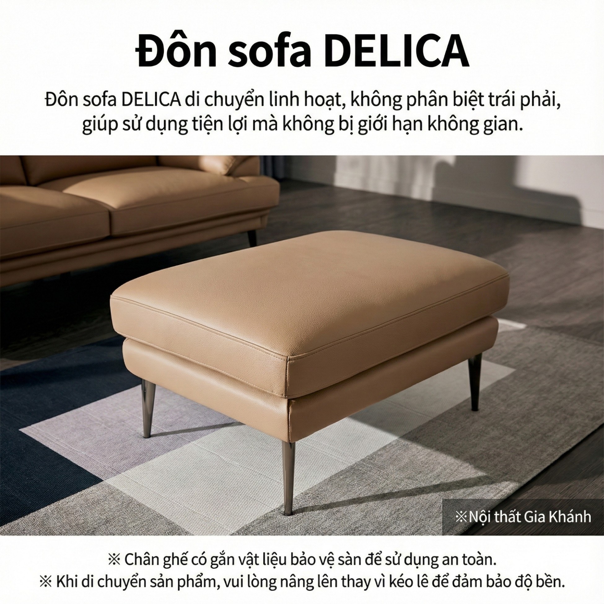 Sofa DELICA – Sofa Da Băng Đôi Cao Cấp Nhỏ Gọn Cho Phòng Khách Mini