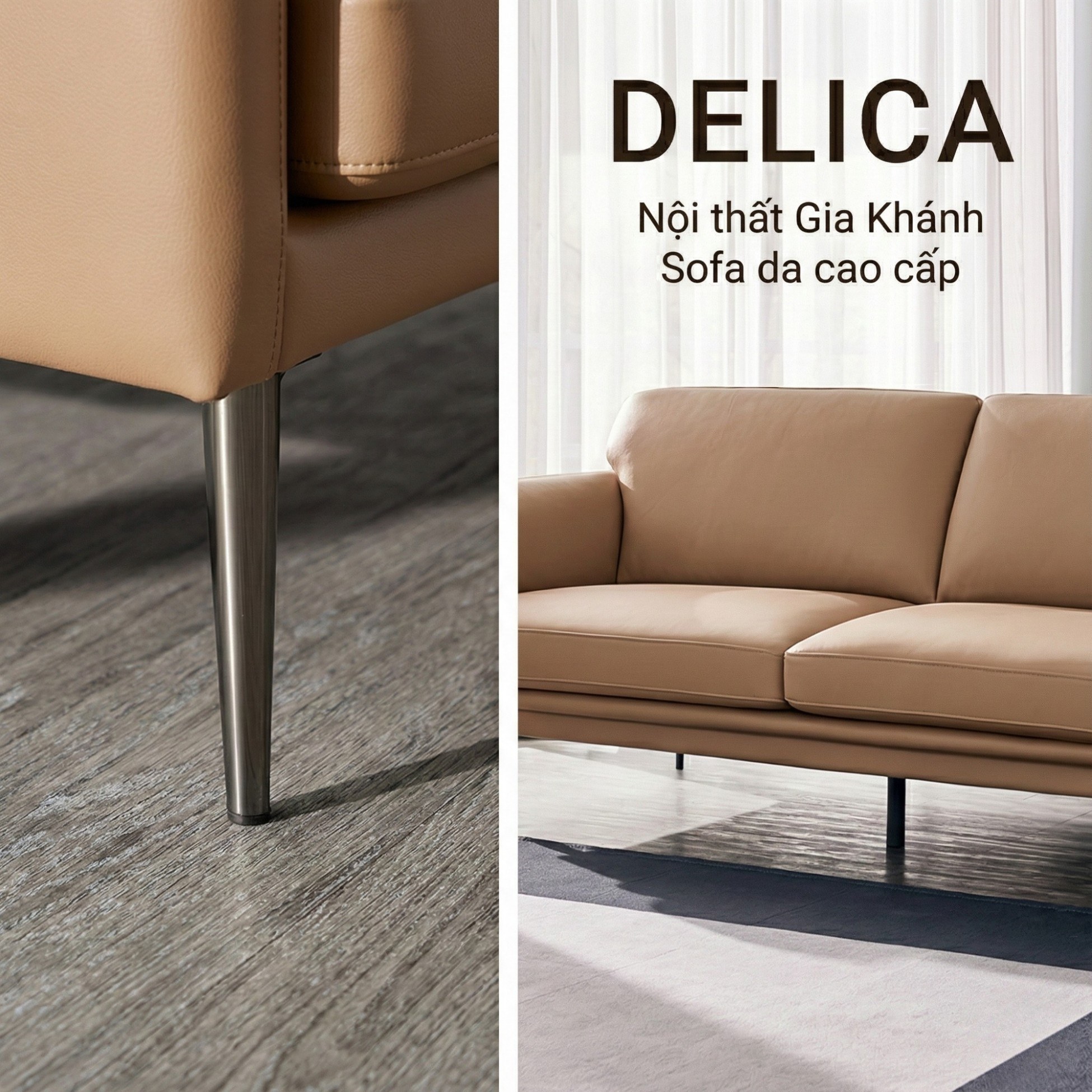 Sofa DELICA – Sofa Da Băng Đôi Cao Cấp Nhỏ Gọn Cho Phòng Khách Mini