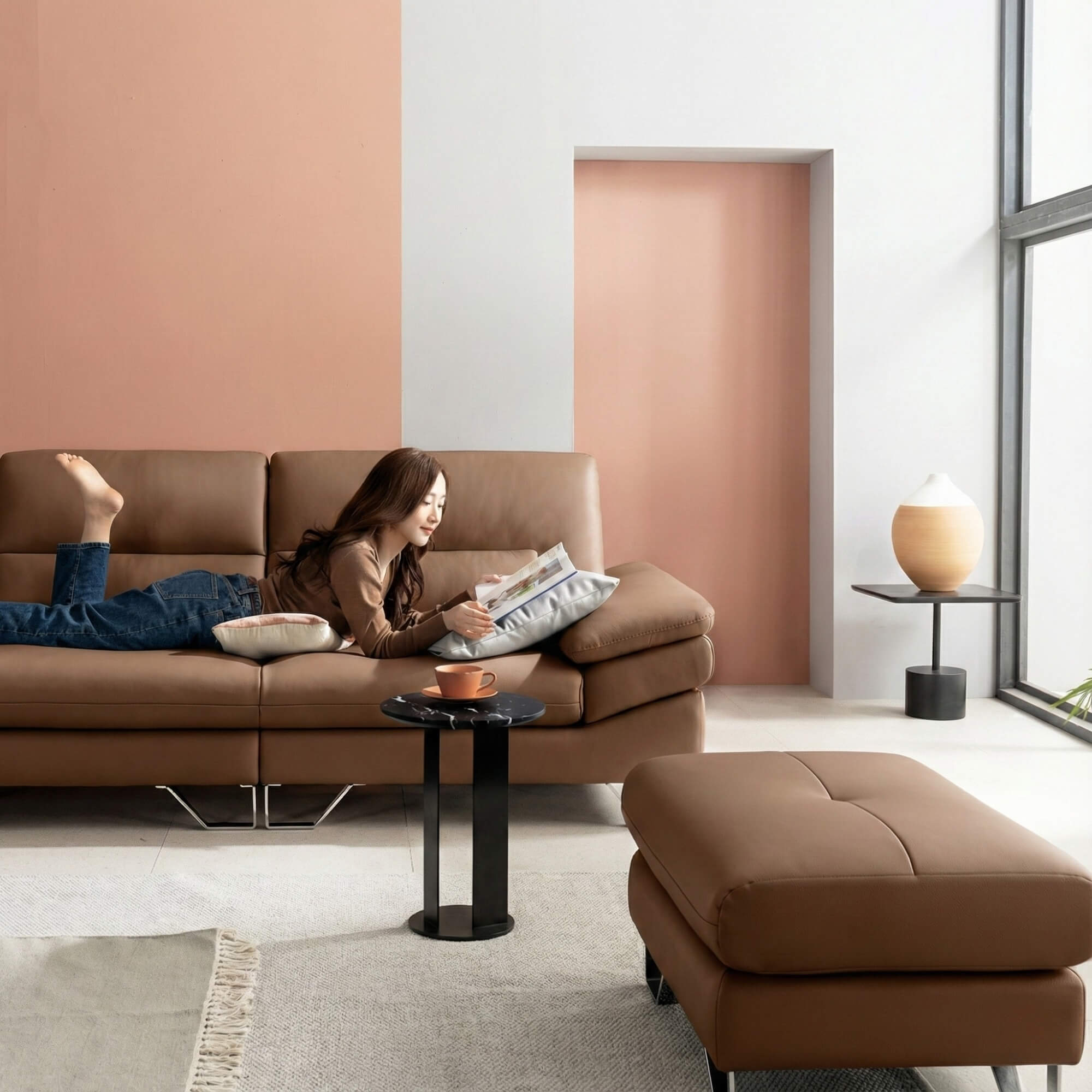 Sofa ELION – Sofa Văng Da Cao Cấp Hiện Đại Thiết Kế Tay Daybed