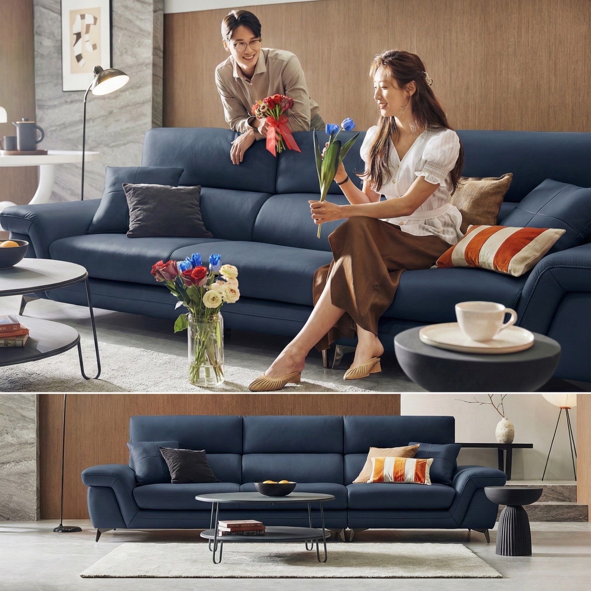 Sofa FLOWEN – Sofa Băng Hiện Đại 4 Chỗ Bọc Da Cao Cấp Êm Ái Thoải Mái 