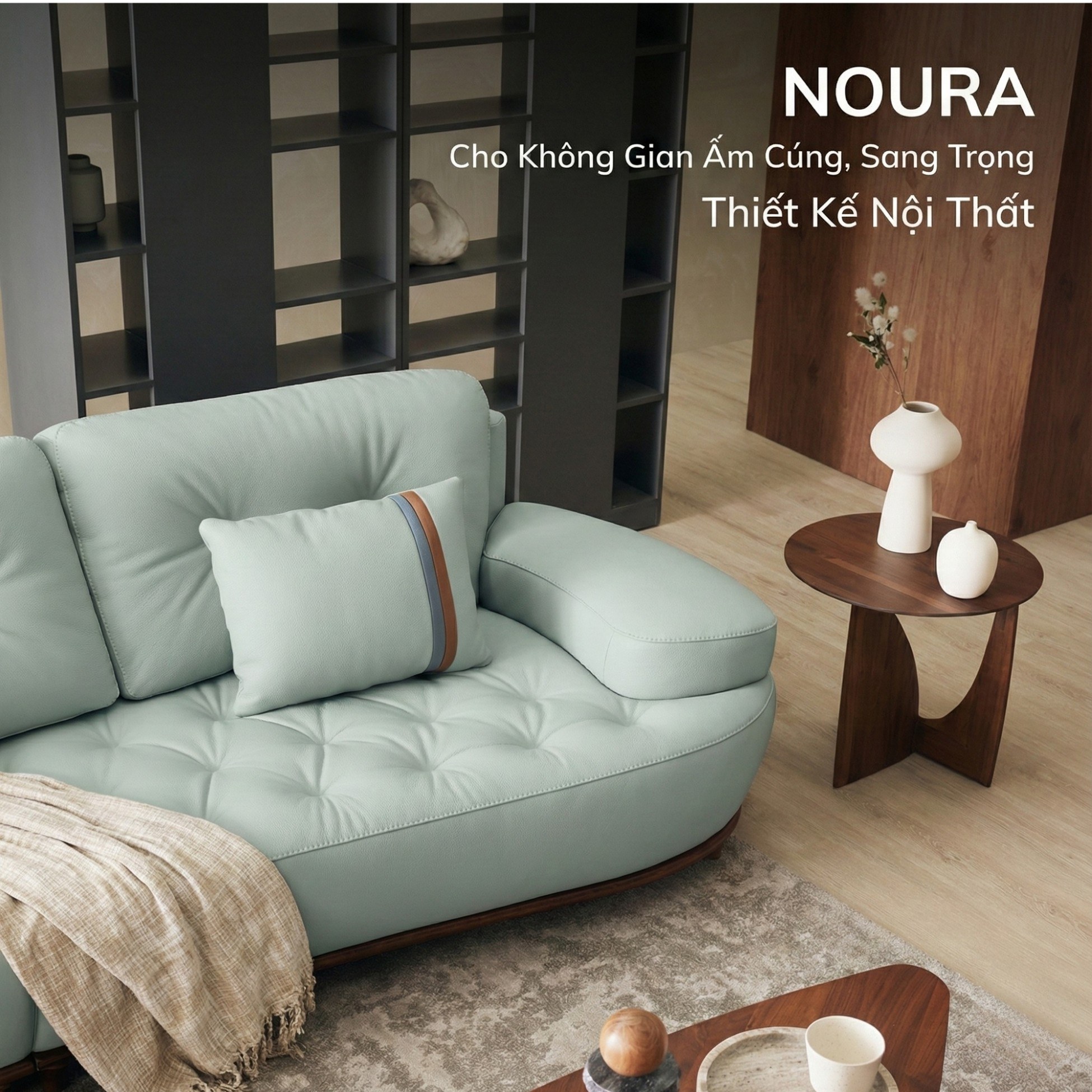 Sofa NOURA – Sofa Băng Lưng Cong Độc Lạ Bọc Da Cao Cấp Sang Trọng