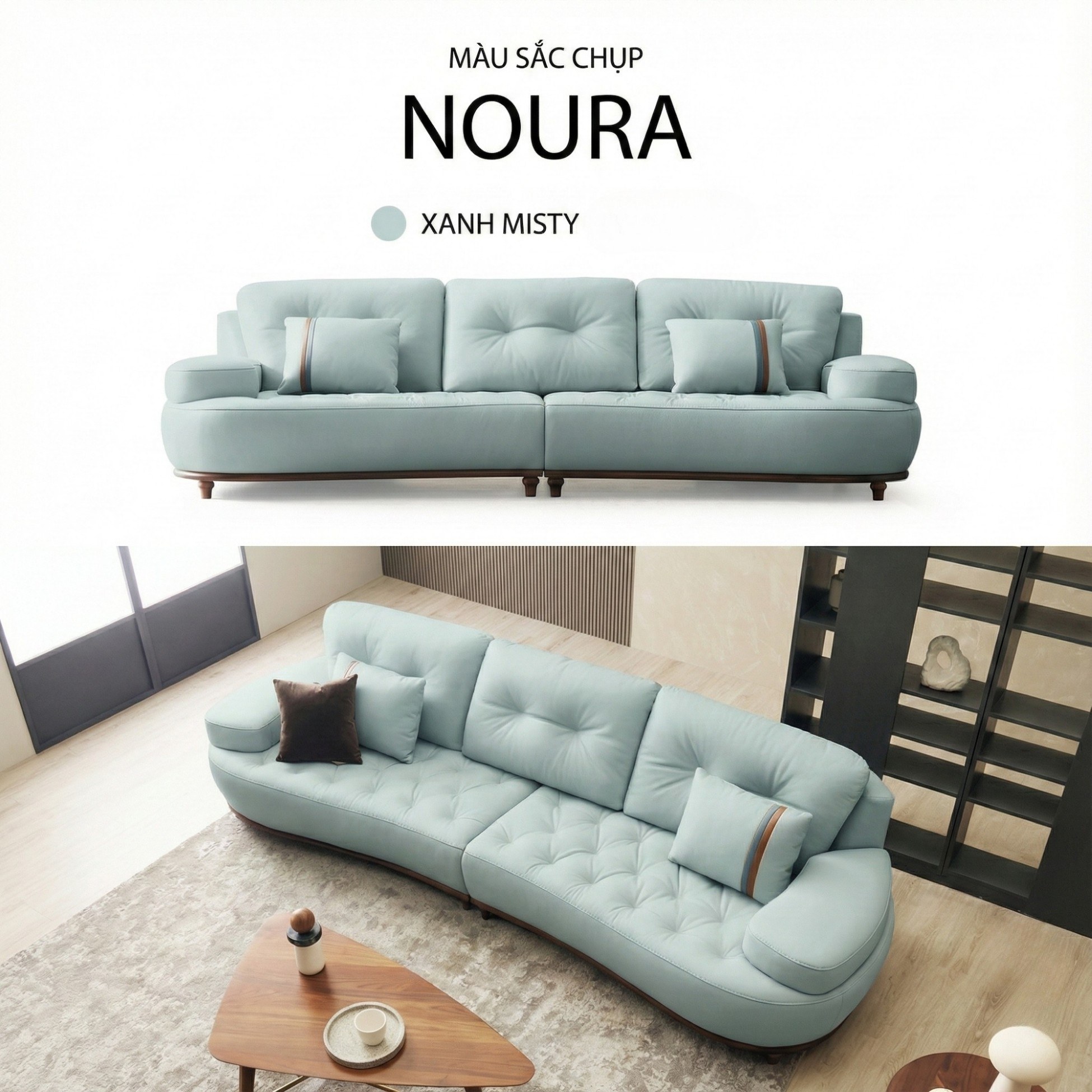 Sofa NOURA – Sofa Băng Lưng Cong Độc Lạ Bọc Da Cao Cấp Sang Trọng