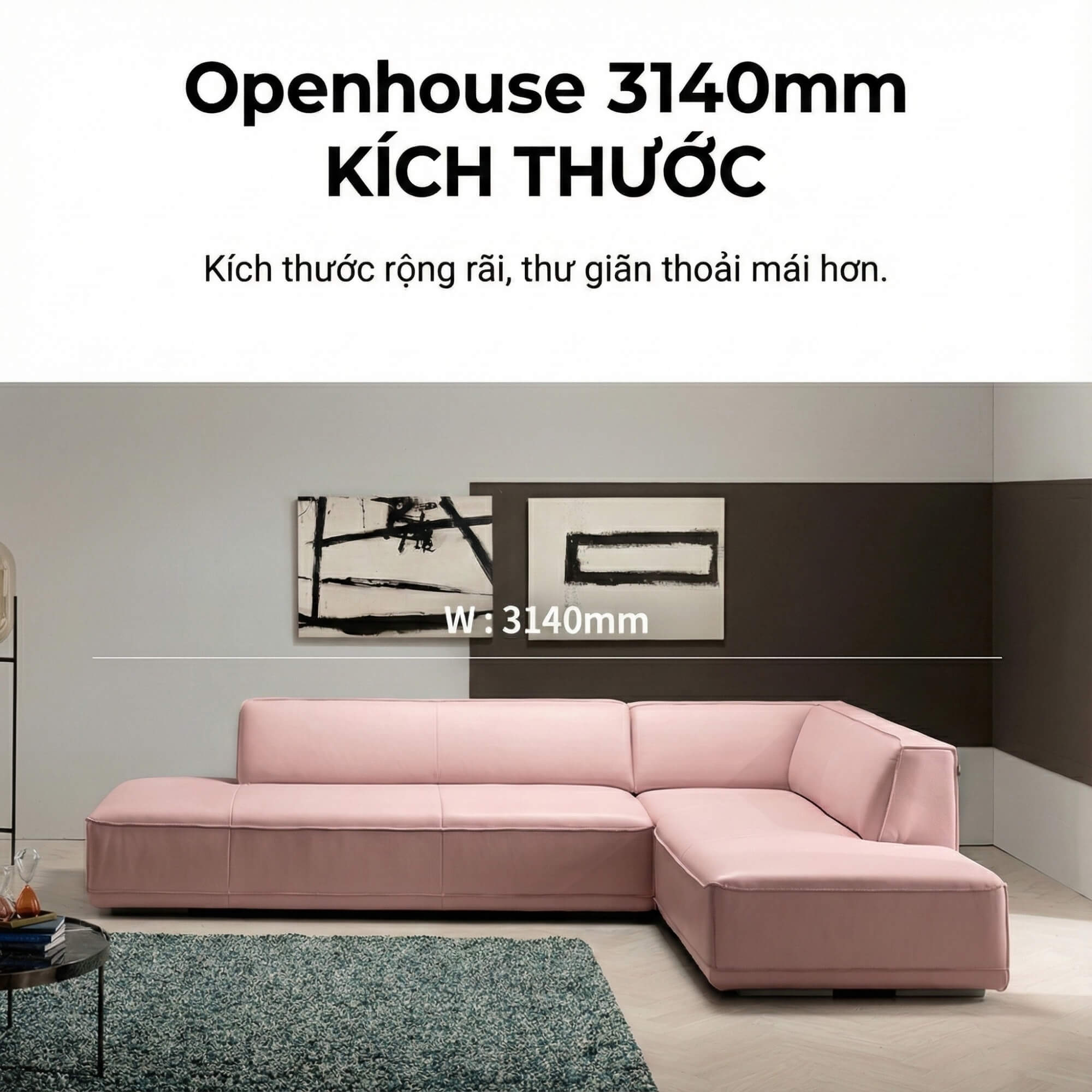 Sofa Openhouse – Sofa Góc Hiện Đại Da Cao Cấp Cỡ Lớn Cho Sự Thoải Mái