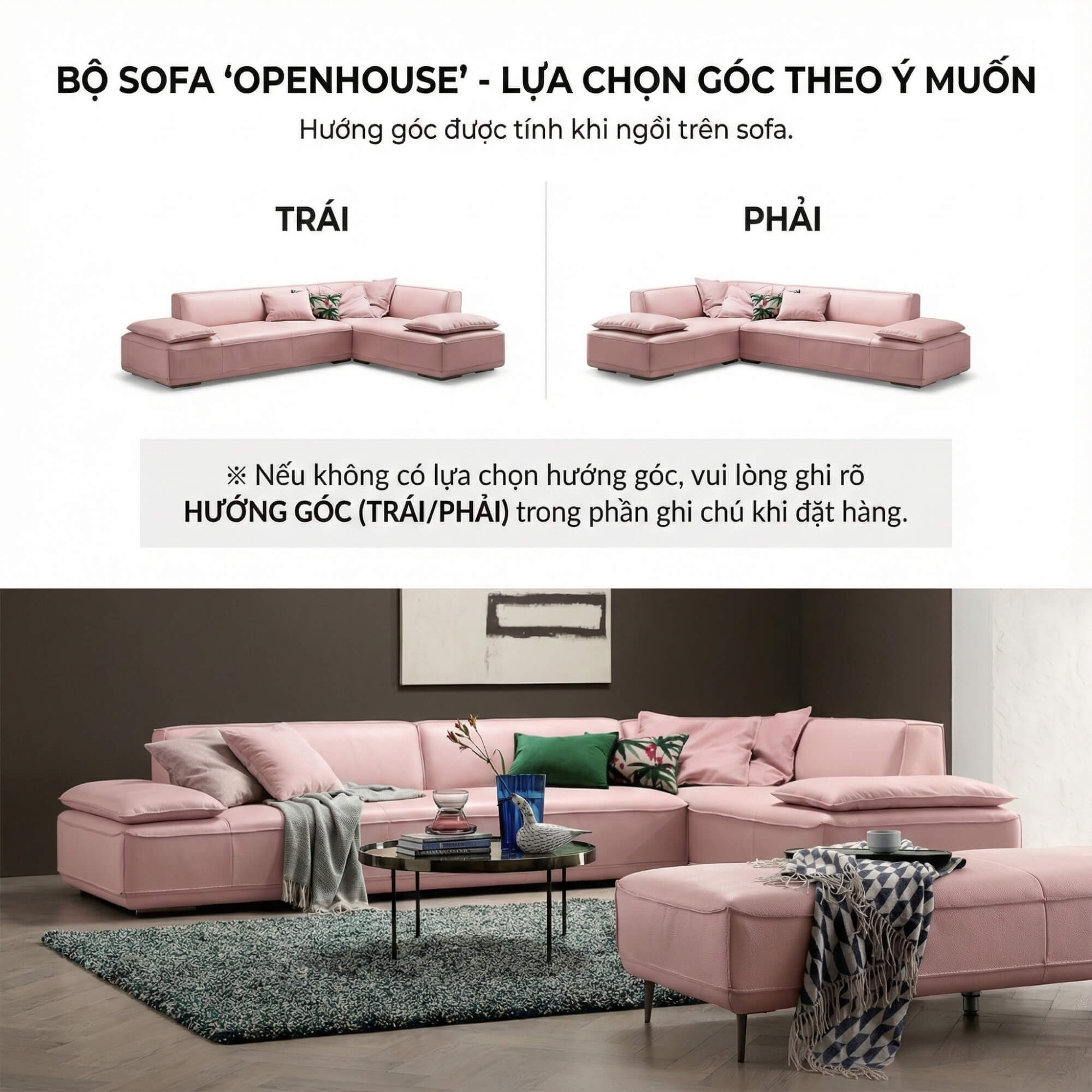Sofa Openhouse – Sofa Góc Hiện Đại Da Cao Cấp Cỡ Lớn Cho Sự Thoải Mái