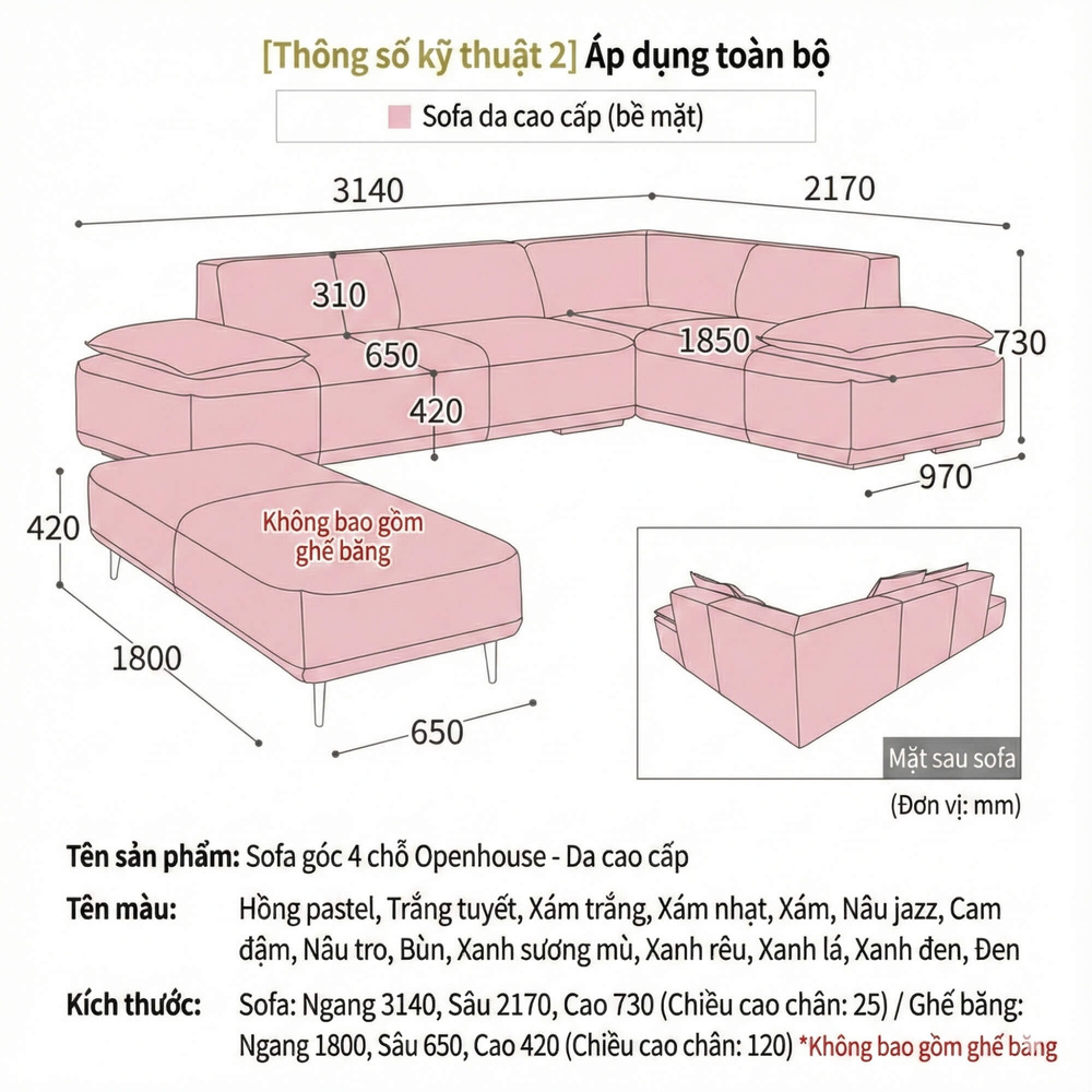 Sofa Openhouse – Sofa Góc Hiện Đại Da Cao Cấp Cỡ Lớn Cho Sự Thoải Mái