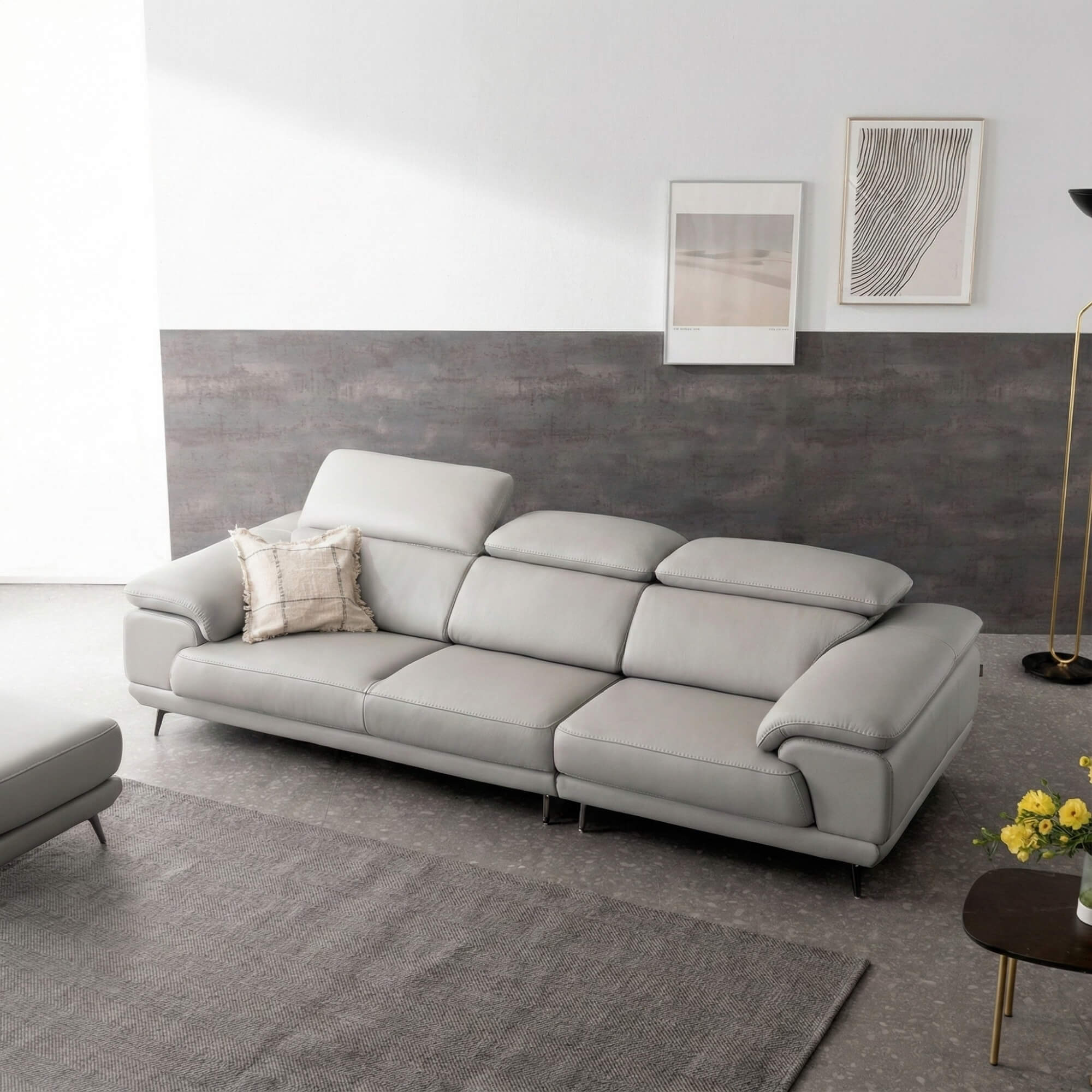 Sofa ROWAN – Sofa Phòng Khách Hiện Đại Bọc Da Với Đầu Thông Minh