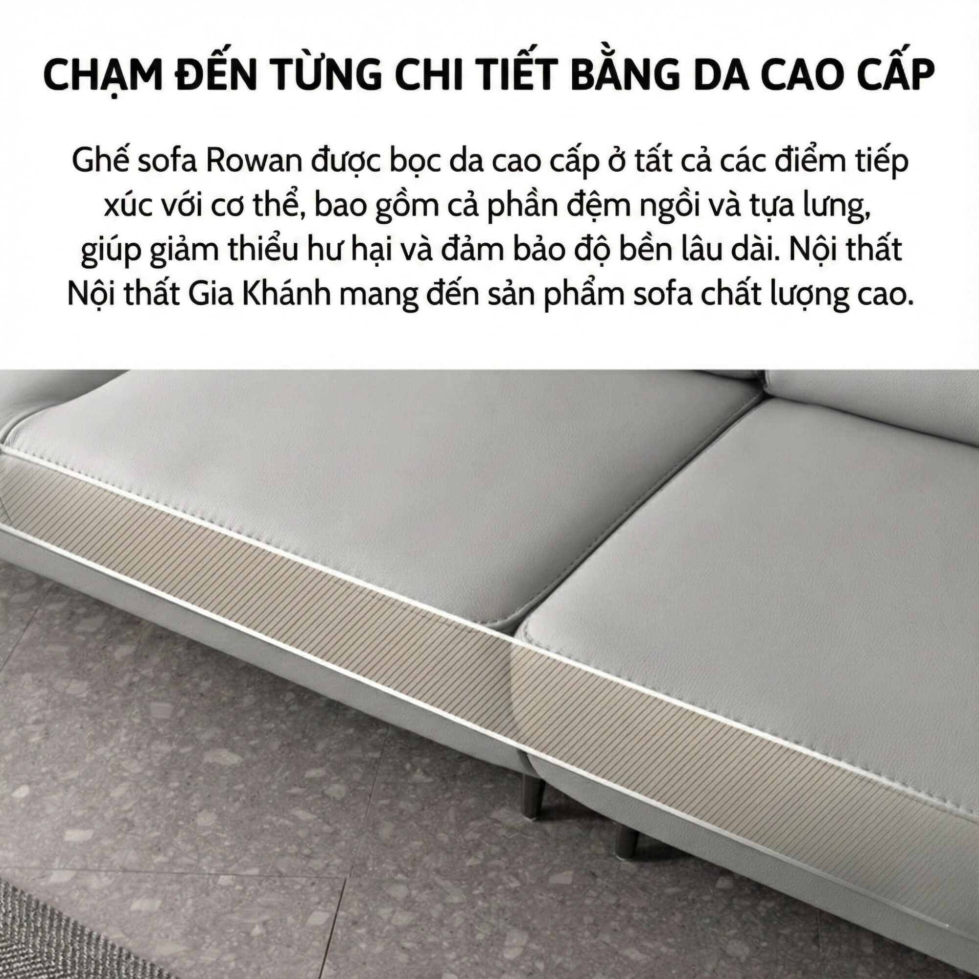 Sofa ROWAN – Sofa Phòng Khách Hiện Đại Bọc Da Với Đầu Thông Minh