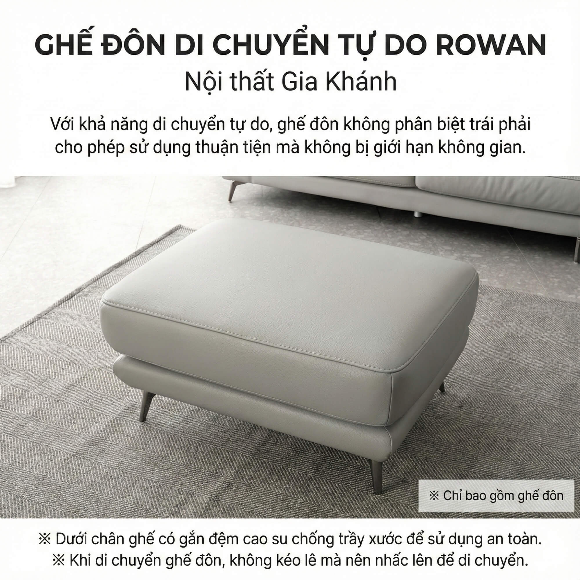 Sofa ROWAN – Sofa Phòng Khách Hiện Đại Bọc Da Với Đầu Thông Minh