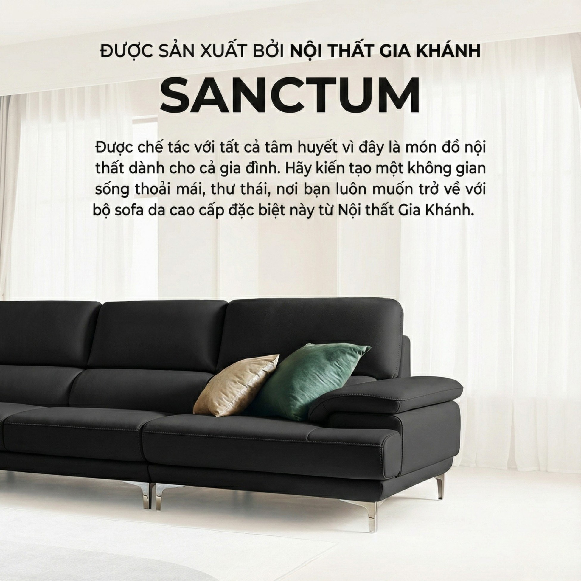 Sofa SANCTUM – Sofa Da Cao Cấp Hiện Đại Tối Ưu Sự Êm Ái