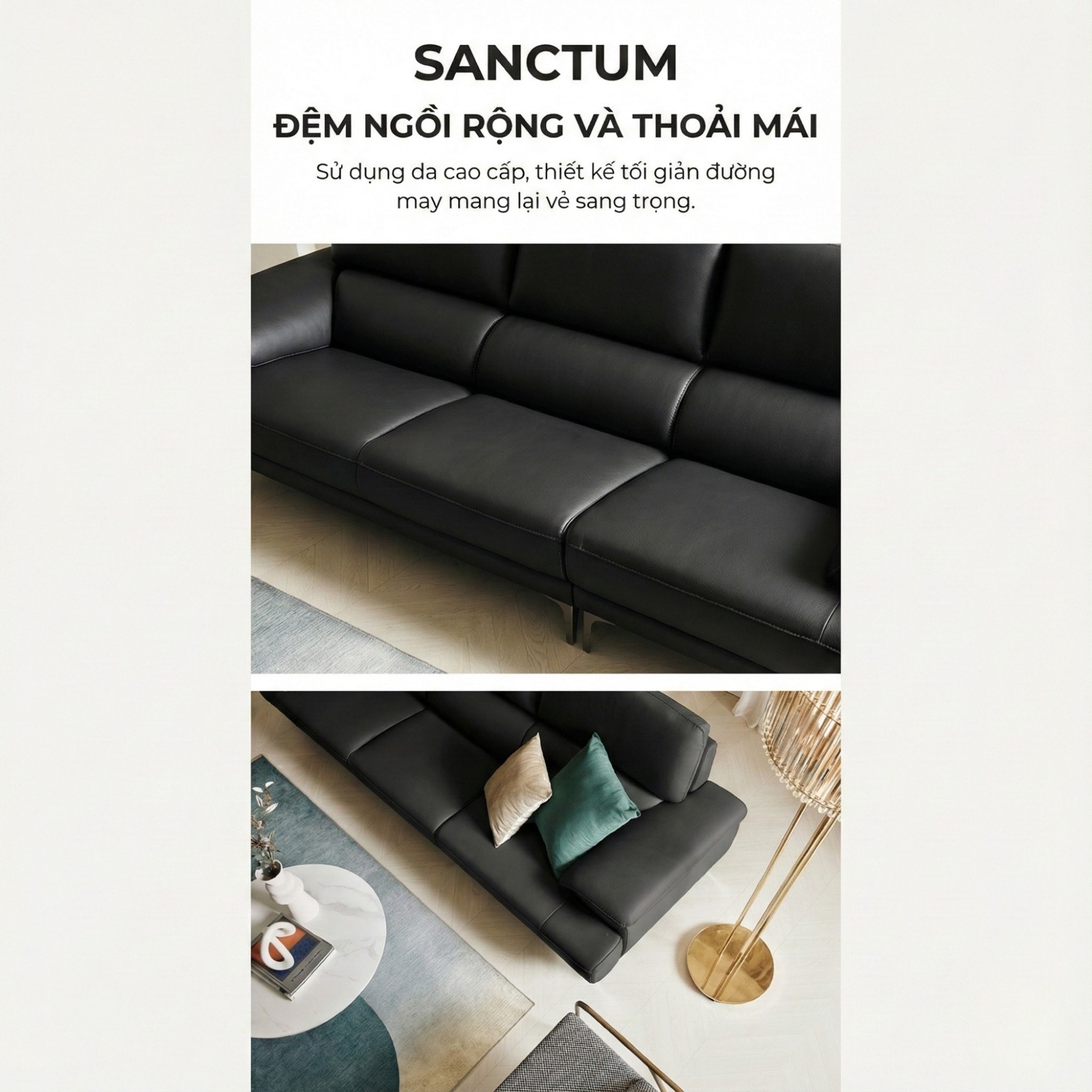 Sofa SANCTUM – Sofa Da Cao Cấp Hiện Đại Tối Ưu Sự Êm Ái