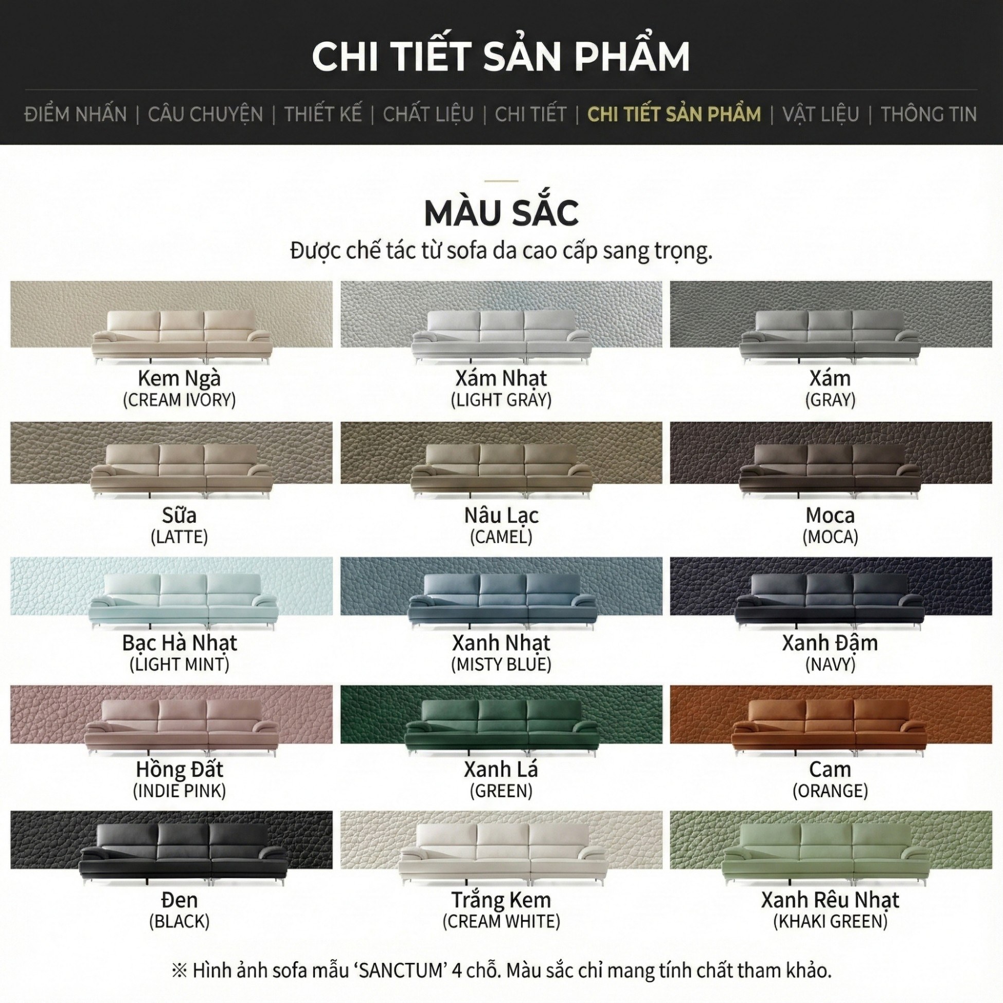 Sofa SANCTUM – Sofa Da Cao Cấp Hiện Đại Tối Ưu Sự Êm Ái