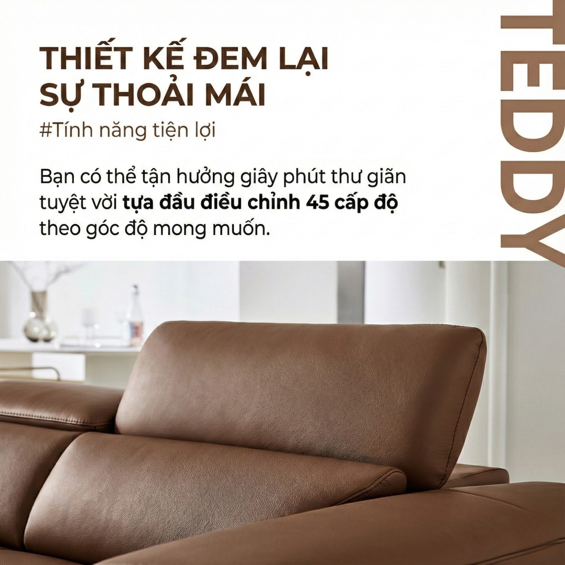 Sofa TEDDY – Sofa Hiện Đại Bọc Da Cao Cấp Thiết Kế Tinh Tế Êm Ái