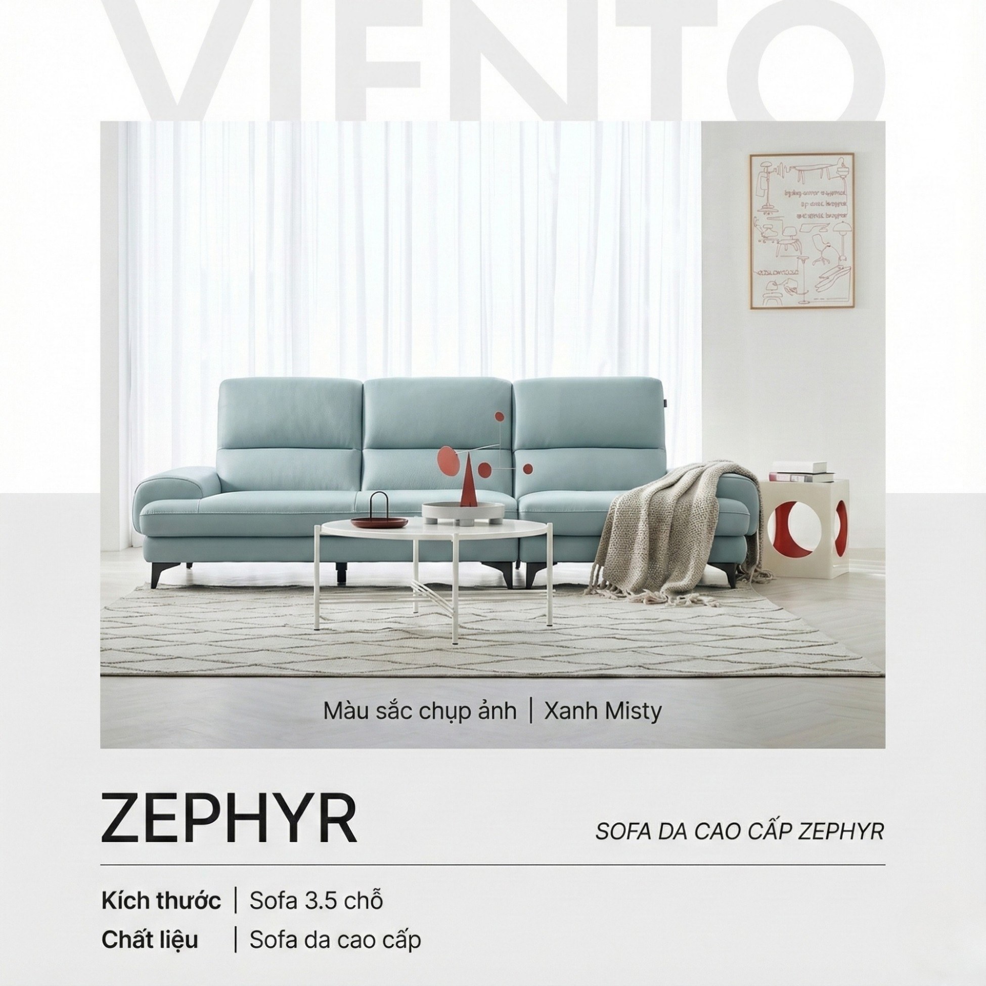 Sofa ZEPHYR – Sofa Da Cao Cấp Hiện Đại Êm Ái Tối Ưu