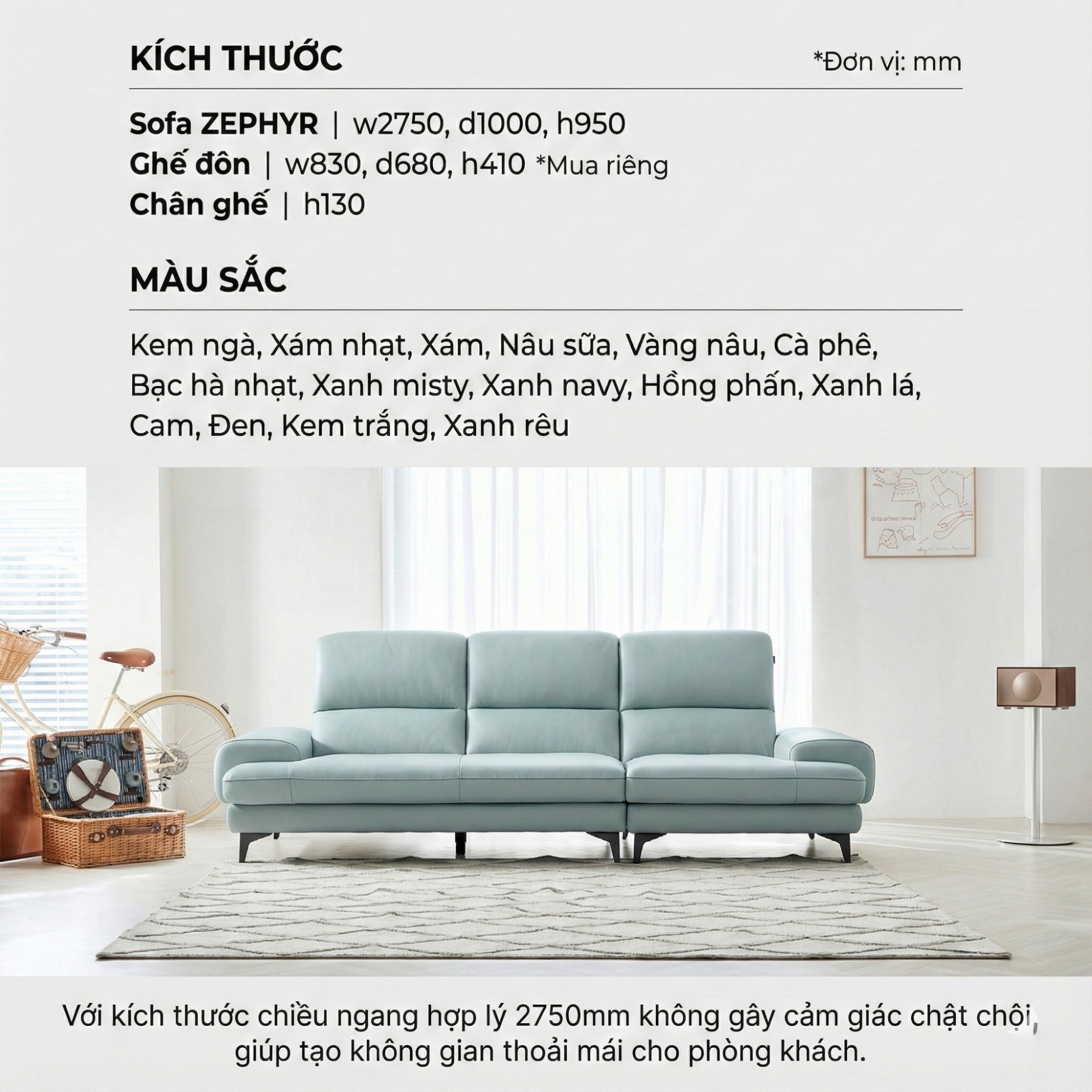 Sofa ZEPHYR – Sofa Da Cao Cấp Hiện Đại Êm Ái Tối Ưu