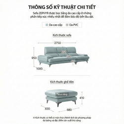 Sofa ZEPHYR – Sofa Da Cao Cấp Hiện Đại Êm Ái Tối Ưu