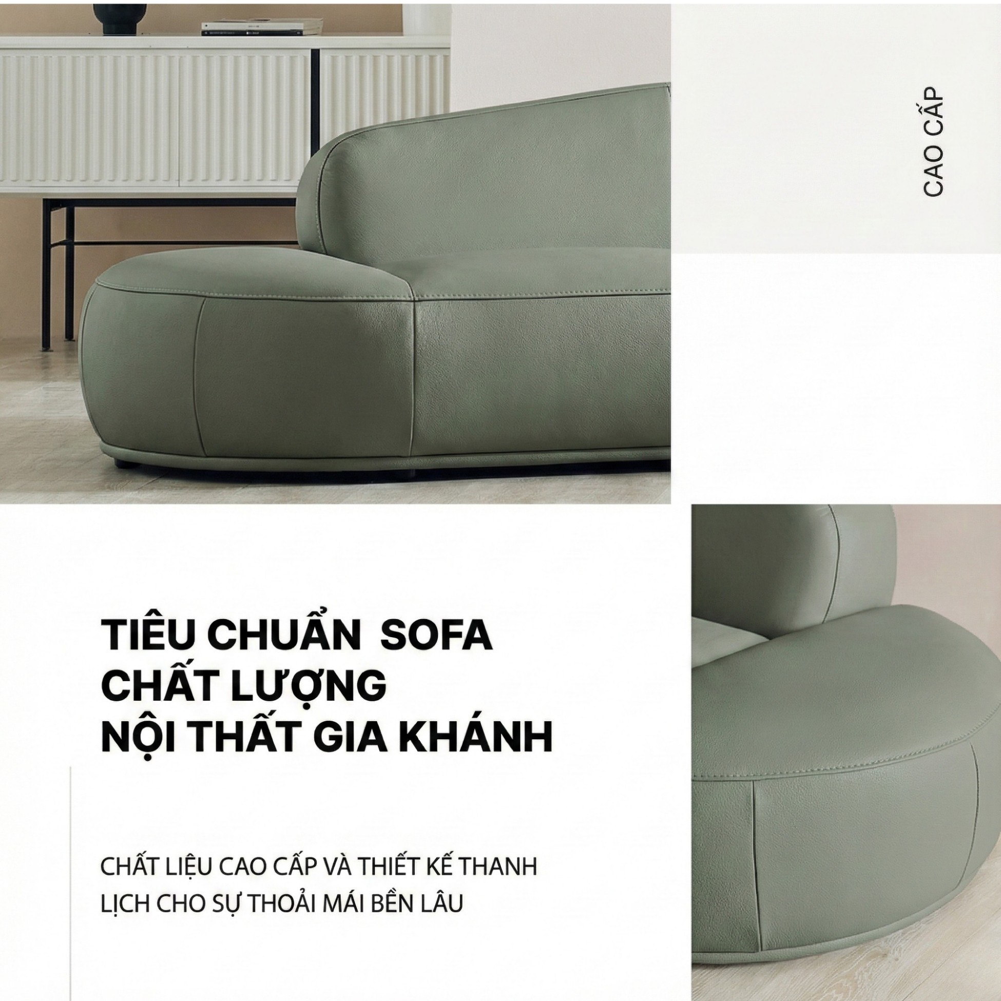 Sofa HOMELY – Sofa Da Hiện Đại Cao Cấp Dáng Mở Thiết Kế Ấm Cúng