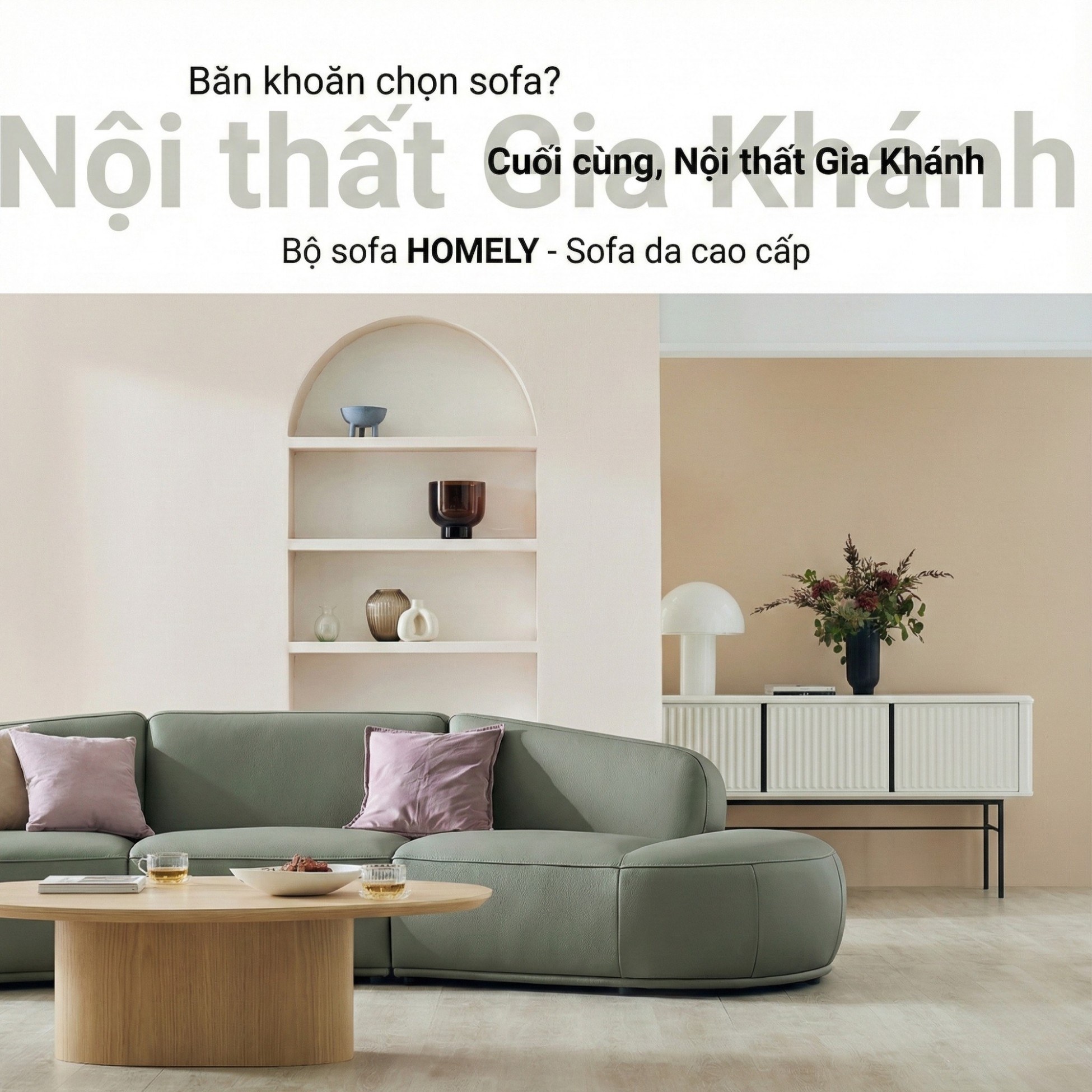 Sofa HOMELY – Sofa Da Hiện Đại Cao Cấp Dáng Mở Thiết Kế Ấm Cúng