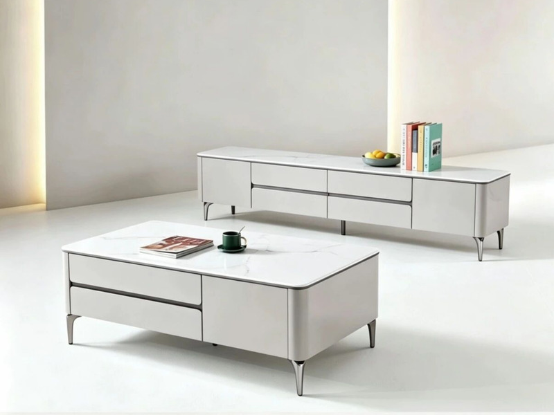 ComBo Bàn Trà Mặt Đá Kệ Tivi Hiện Đại BT8635-KT