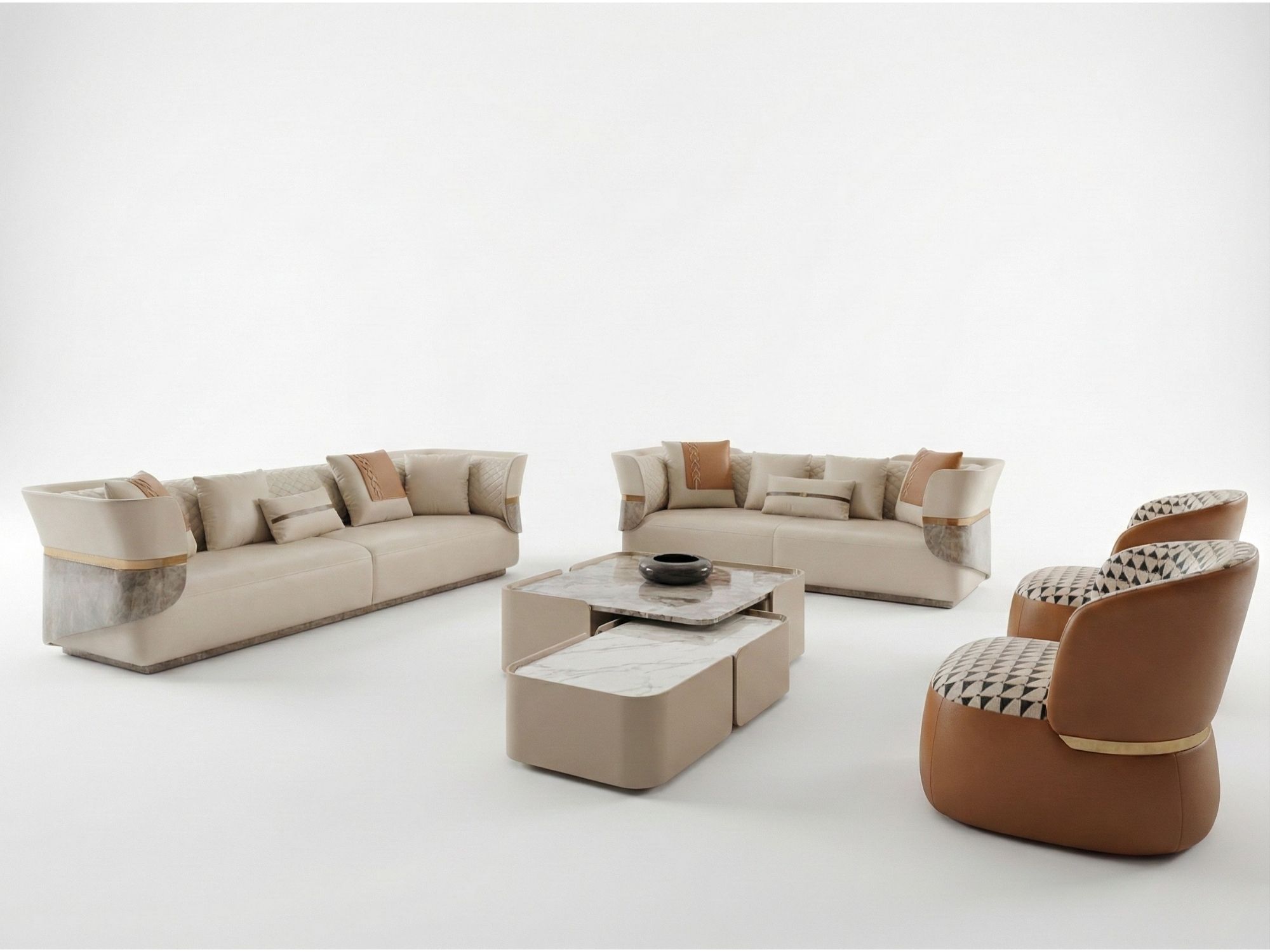 Bộ sofa luxury phòng khách hiện đại nhập khẩu