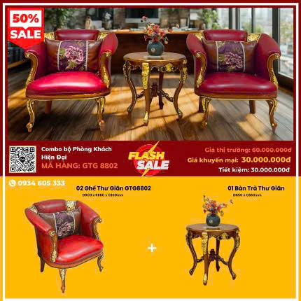 Combo ghế thư giãn phòng ngủ được bảo hành 2 năm tại Gia Khánh