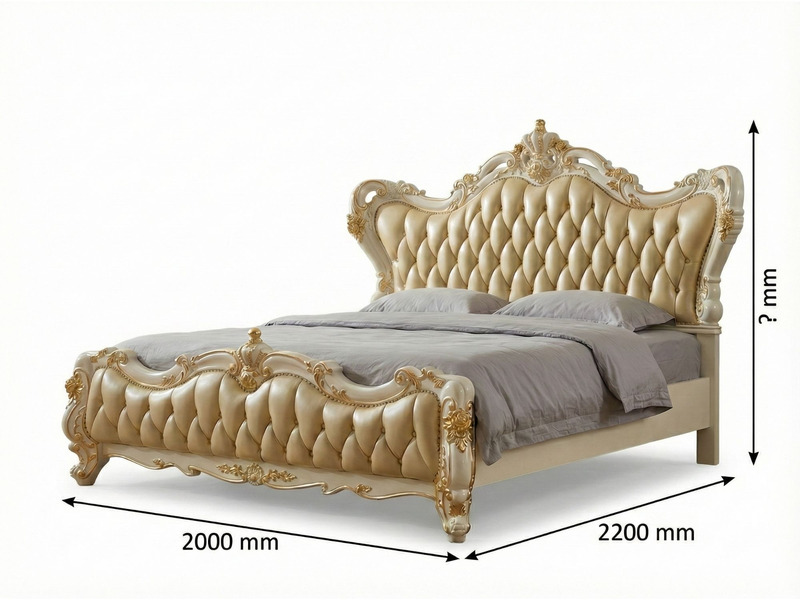 Hình ảnh minh họa giường ngủ GIB68-20 với các thông số kích thước tổng thể: chiều dài L2430mm, chiều rộng W2580mm và chiều…