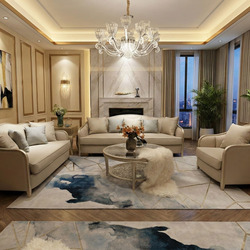 Toàn cảnh bộ sofa phong cách Mỹ SBM203-123 đặt trong không gian phòng khách sang trọng, hiện đại. Bộ sofa màu be nhạt gồm…