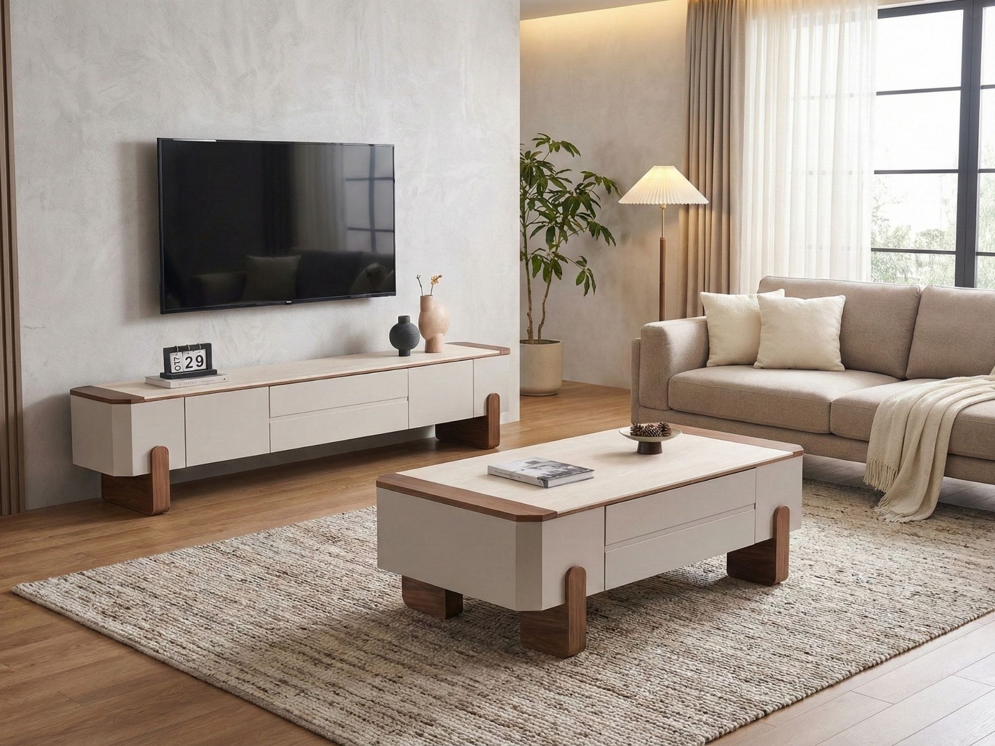 Bộ bàn trà kệ tivi hiện đại BTKT8602-13, giá 18 triệu