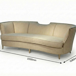 Sofa băng dài SFM808-113 được chụp góc nghiêng trên nền trắng, hiển thị rõ các kích thước chiều dài 2200mm, chiều rộng 108…