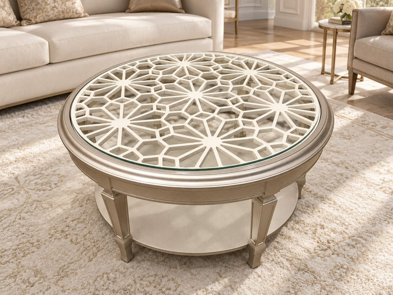 Bàn Trà ASTORIA - Bàn Sofa Tròn Mặt Kính Phong Cách Mỹ BTCJ001-12 – ảnh 6