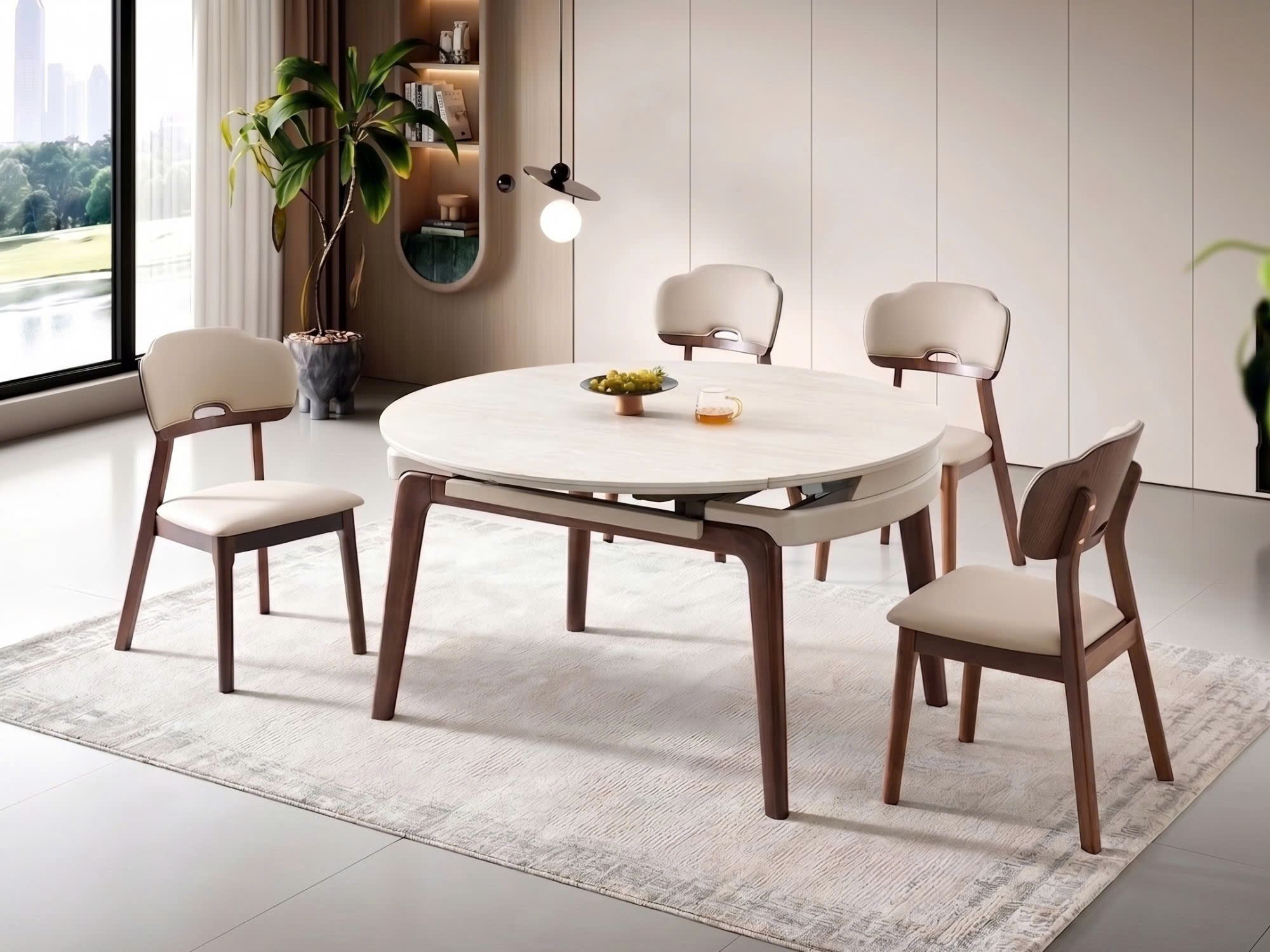 Bộ Bàn Ăn 4 Ghế Thông Minh Mặt Đá 1M3 BAZB170-13