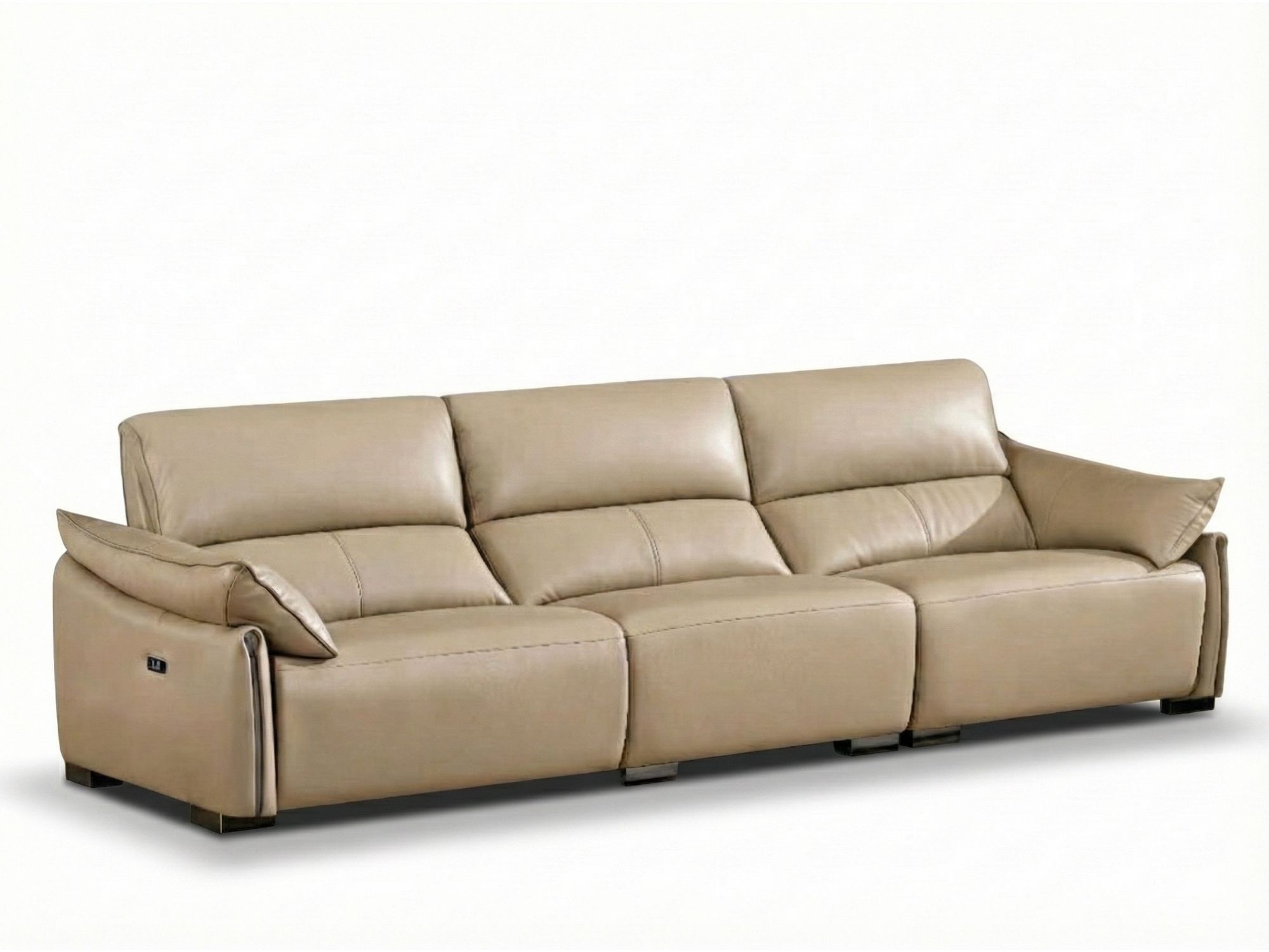 Ghế sofa băng ba COCOON SFB8179-29 màu be nhạt, chụp chính diện trong studio. Ghế có ba chỗ ngồi riêng biệt, đệm tựa lưng…