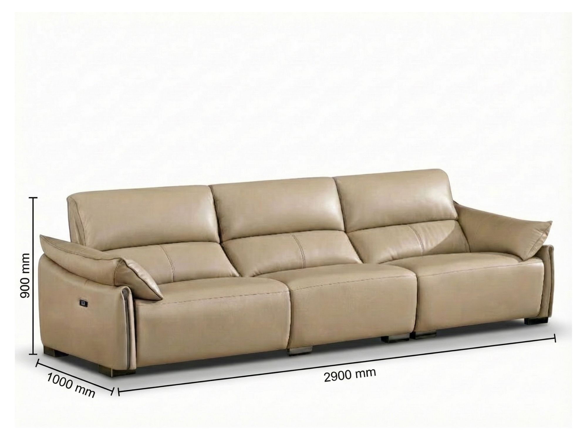 Ghế sofa băng ba COCOON SFB8179-29 màu be nhạt, chụp chính diện trong studio, có chú thích kích thước tổng thể. Ghế dài 29…