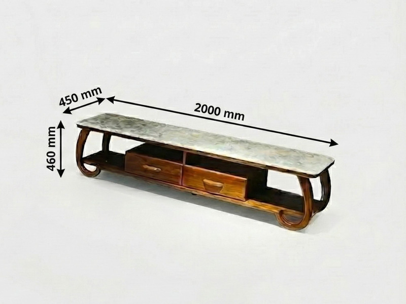Bàn trà hiện đại W2113 được chụp từ góc nghiêng, hiển thị rõ các kích thước dài 1400mm, rộng 800mm và cao 460mm. Sản phẩm…