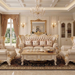 Bộ sofa Tân Cổ Điển Élyséon Dát Vàng Họa Tiết Cho Lâu Đài SB923H-113