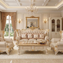 Bộ sofa Tân Cổ Điển Élyséon Dát Vàng Họa Tiết Cho Lâu Đài SB923H-113