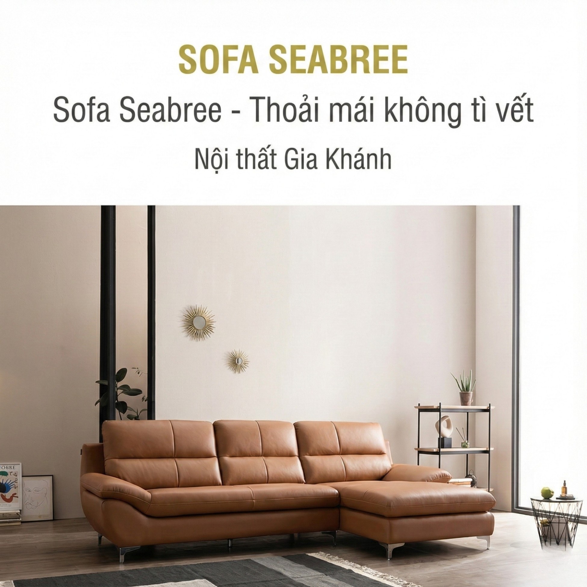Sofa SEABREE - Sofa Góc Hiện Đại Bọc Da Cho Phòng Khách Chung Cư